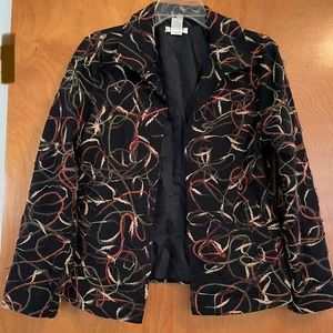 Black blazer with multi colored yarn stitching